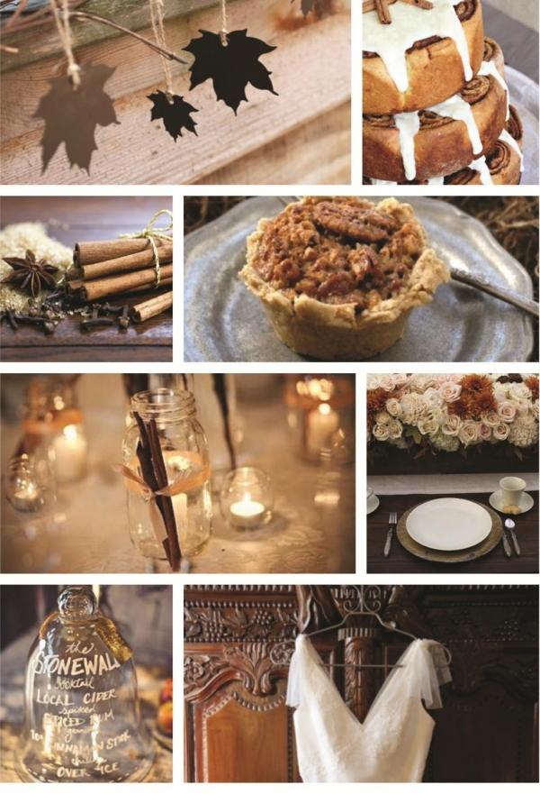 Koláž s možnosťami navrhovania dekorácie škorica-farba-jeseň-koláž-svadba-nápad