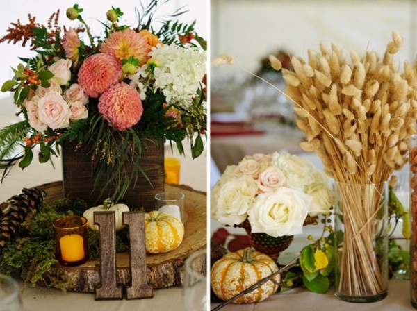 Skvelá kombinácia s kvetmi a tekvicami červeno-oranžovo-rustikálna-idea-kvetinová dekorácia