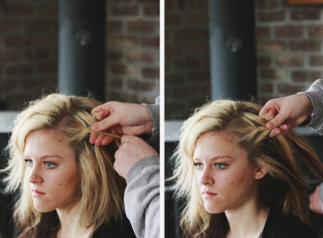 Updo Braid Pokyny pre bočný oplet Návrhy na tutoriál bokom, cop 1. krok