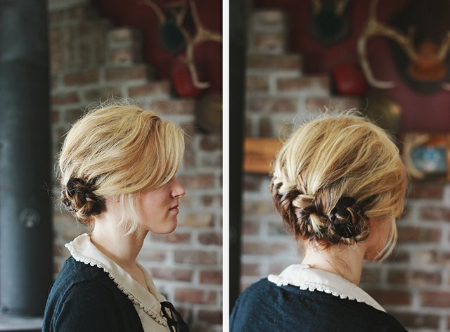 Updo ombre vlasy nad blond pod hnedou Vlasy nad blond pod hnedou Pokyny krok 4