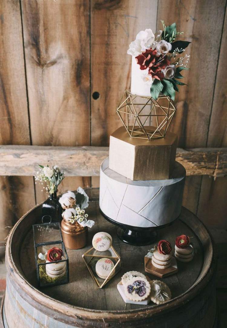 Svadobné vyzdobiť geometrické zlaté akcenty moderné rustikálne