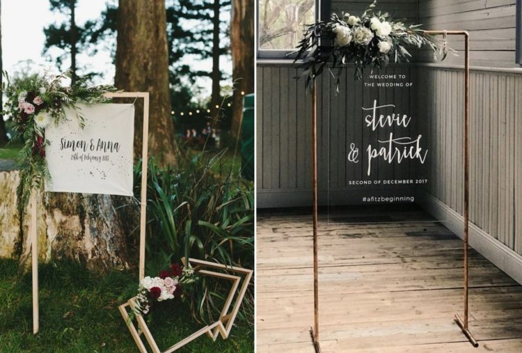 uvítací stojan svadobná kvetinová dekorácia drevo kov