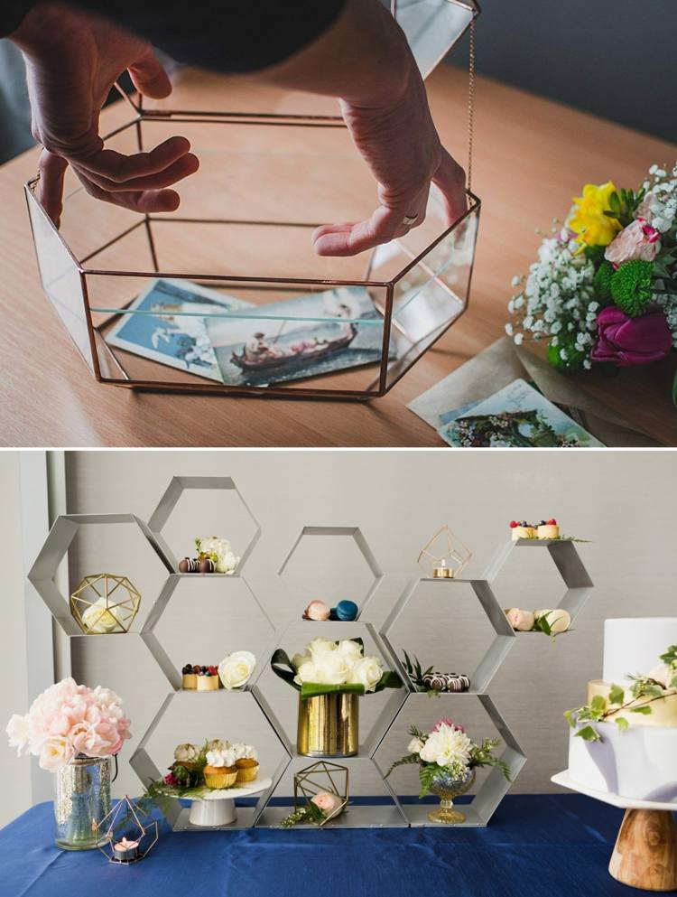 Geometria skleneného boxu moderná vintage zlatá