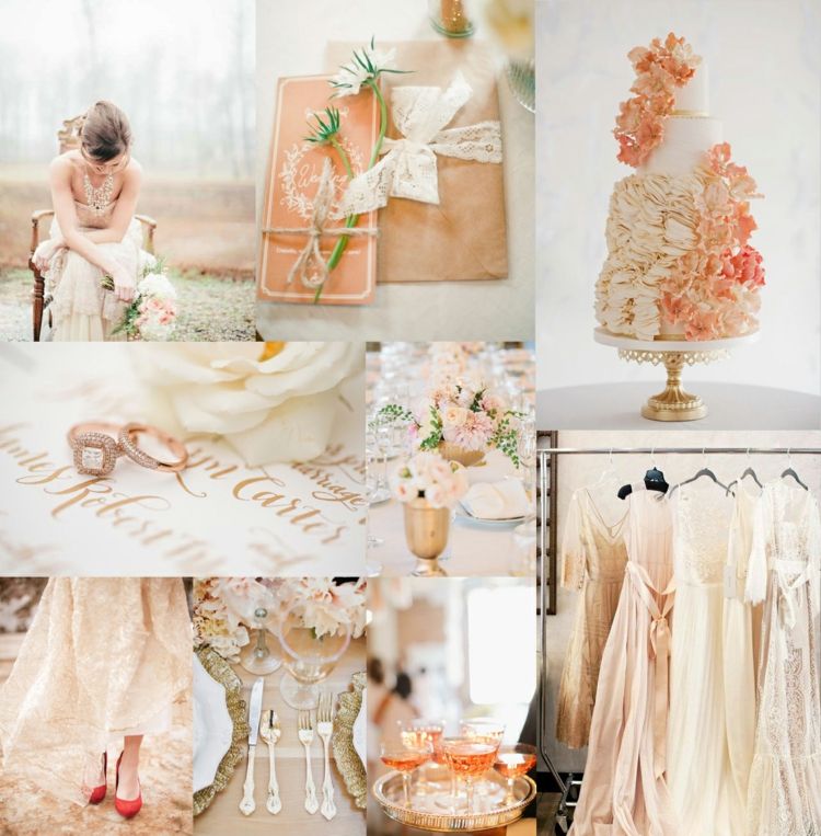 Zlato, ruža a koraly sa spájajú vo svadobnej výzdobe