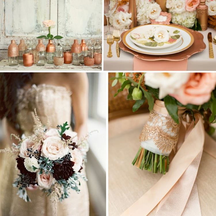 Krásne akcenty s meďou na svadbu v ružovom zlate