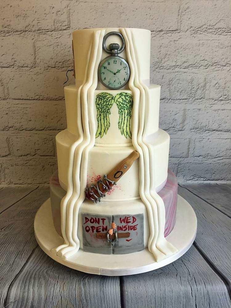 Iný druh svadobnej torty s strašidelným efektom - ako motto znie Walking Dead