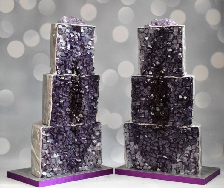 Krištáľová torta s ametystom z cukru na svadbu