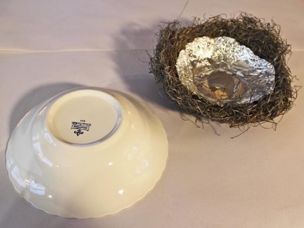 misa z alobalu-porcelánový návod-drotár veľkonočné hniezdo