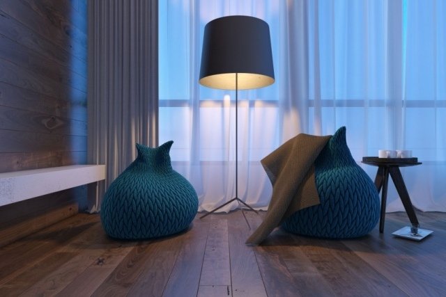 kútik na čítanie útulná atmosféra sála podlahové sedacie vaky modrá stojanová lampa kútik na čítanie útulná hala podlahové sedacie vaky modrá stojanová lampa