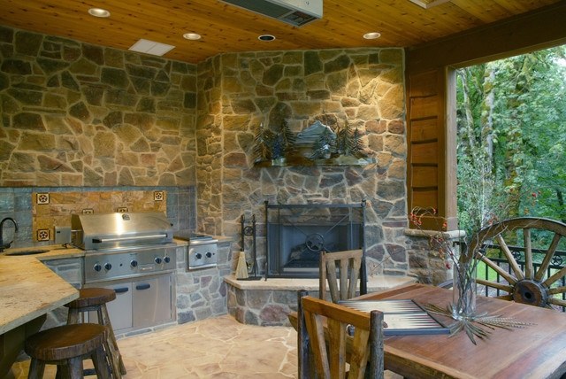 Dizajn balkóna a terasy vonkajšia časť kuchyne rustikálne prvky vonkajšia časť kuchyňa rustikálne prvky kombinácia moderného štýlu