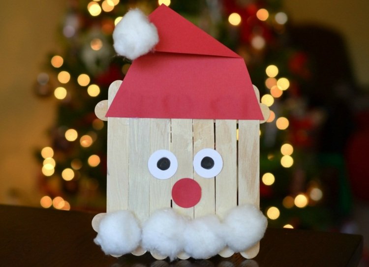 Vytvorte tvár Santa Clausa z nanukov od nanuku Nicholas-Tinker-Ice-Cream-Sticks-Nicholas-Face-Wadding-Beard-Paper-Hat