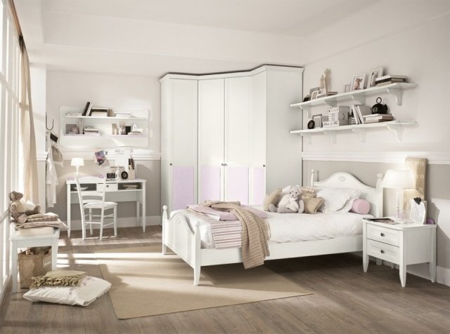Nápady-dievčenská izba-izba pre mládež-dizajn-ošumelé-elegantné prvky