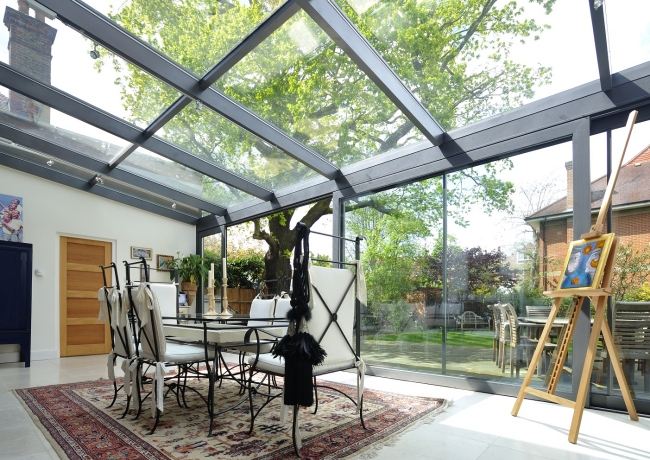 budova zimnej záhrady plánovanie sklenený hliníkový jedálenský kút koberec