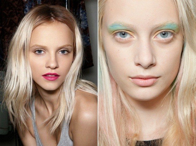 Líčenie trendy ružová rúž zelená farba