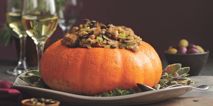 ľahké-zdravé-jesenné recepty-zaliate-pečené-tekvicové-šampiňóny