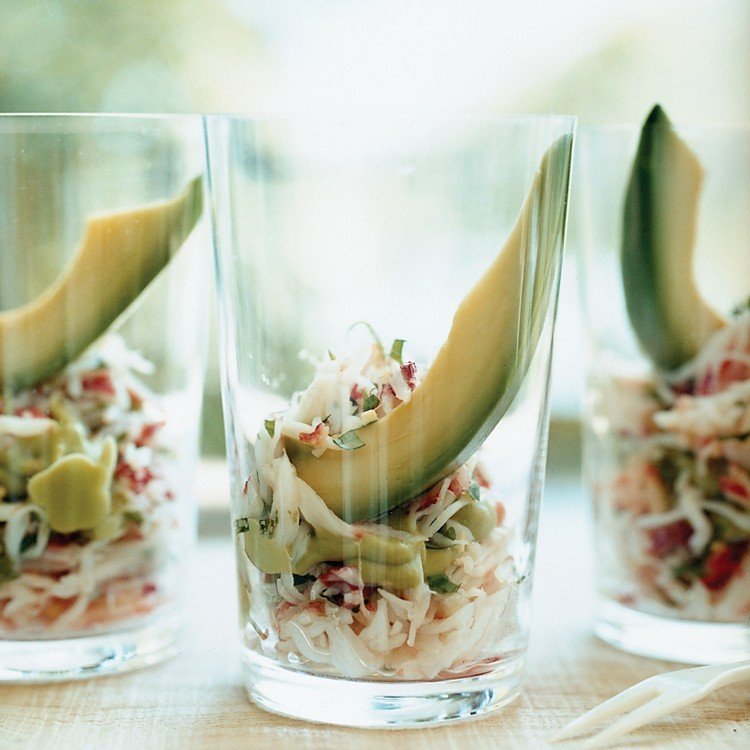 Predjedlá v pohári studený predkrm-recepty-avokádo