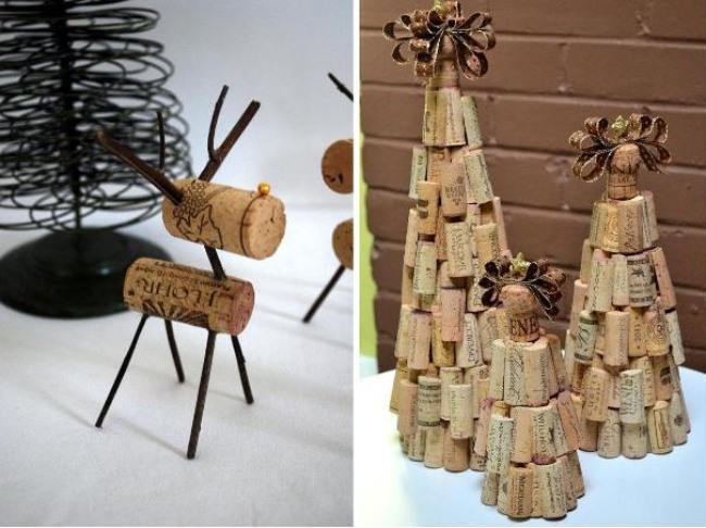 Dekoratívne jedľové a zvieracie figúrky z prírodného korku - nápady na adventné dekorácie na stôl prírodný korok-uzávery-drotár-jedľa-deko-sob