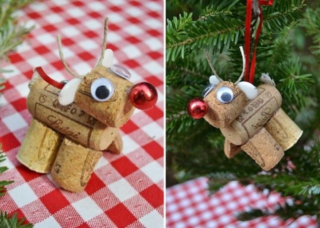 Jednoduché vianočné ozdoby vyrobené z použitých uzáverov fliaš - roztomilé postavičky zvierat vianočné dekorácie-použité-korkové-fľaše-čiapky-drotár-jeleň-figúrky