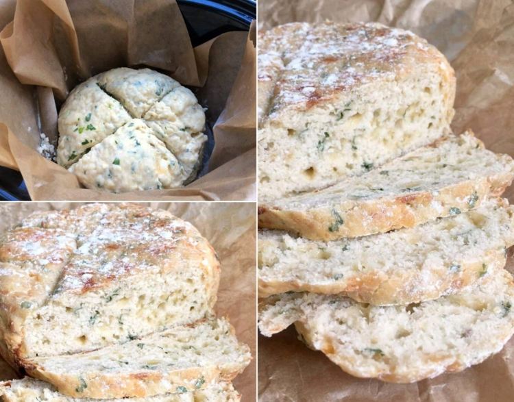 Chlieb pečieme v pomalom hrnci s čerstvou petržlenovou vňaťou a mozzarellou