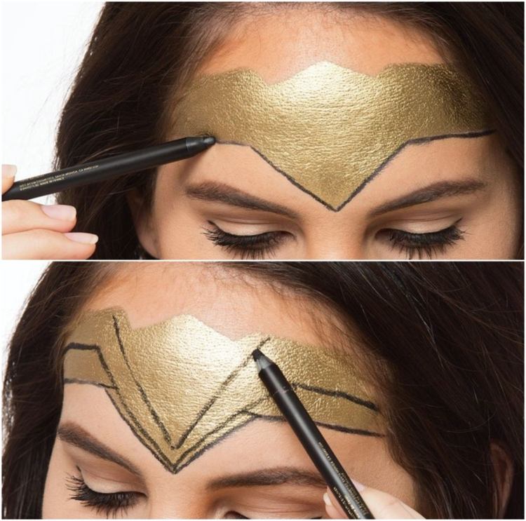 halloween make -up svetlo zlatá čelenka