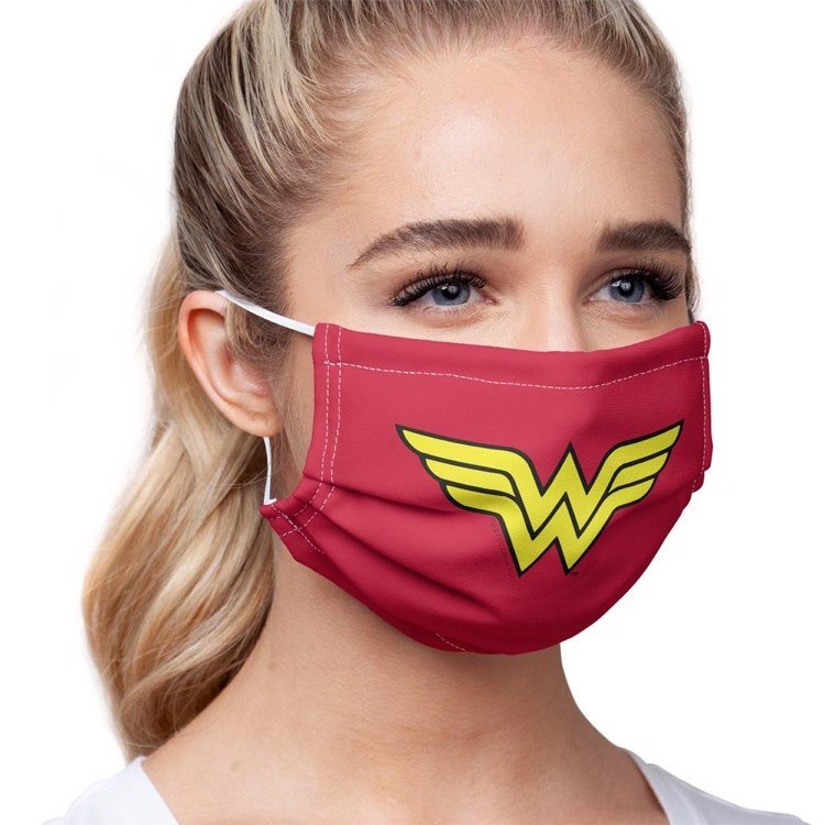 Maska Wonder Woman v červenej farbe so žltým logom