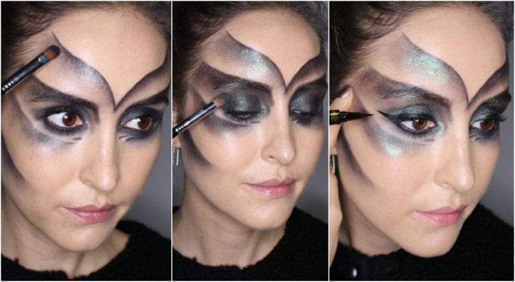 Halloween maľovanie na tvár s make -upom