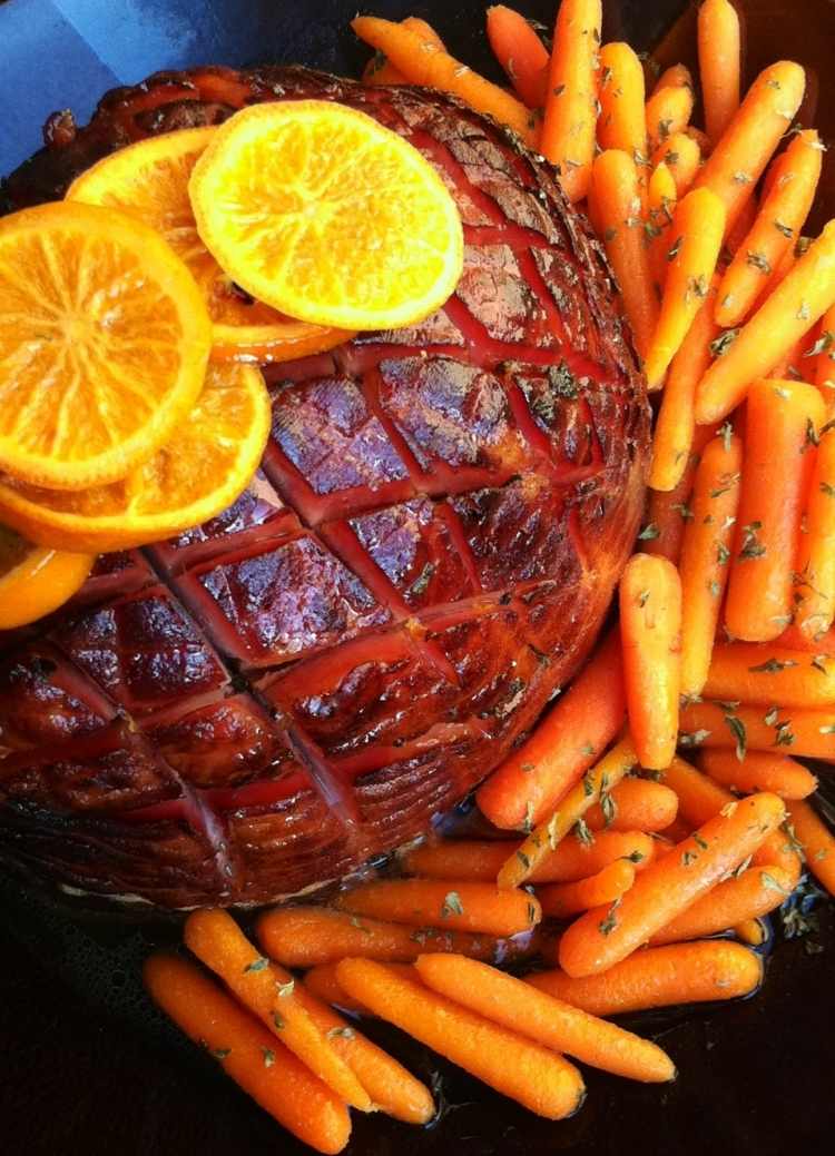 pečená šunka s detskou mrkvou jednoduché-veľkonočné menu-recepty-šunka-pečená-baby-mrkva