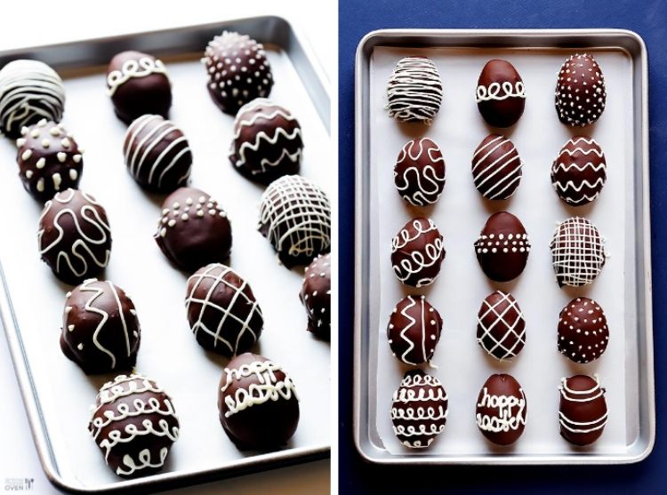 Oreo hľuzovky zdobené polevou ako veľkonočné vajíčka Jednoduché recepty na veľkonočné menu-dezert-oreo vajíčka