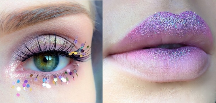 jednorožec-kostým-dámy-make-up-oči-pery