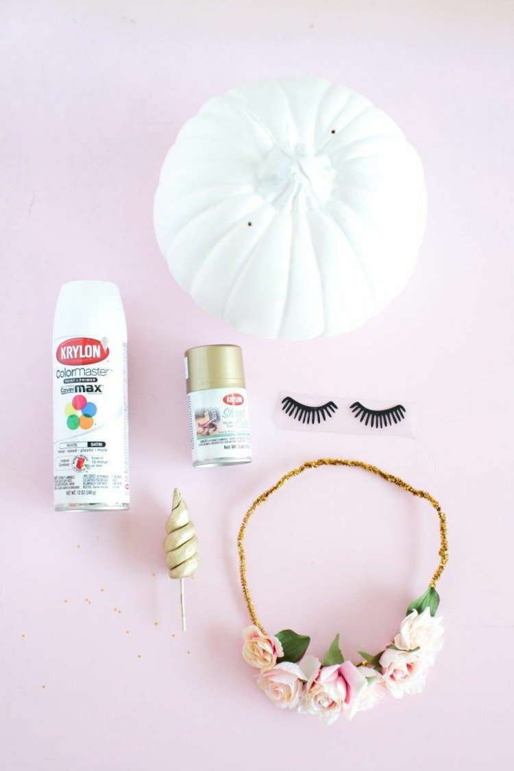 remeselné materiály jednorožec tekvica diy sprej na mihalnice kvetinová koruna