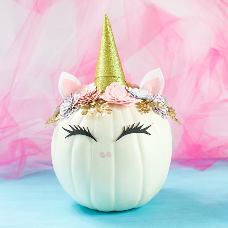 halloween jednorožec tekvica drotárske oči uši papierové kvety