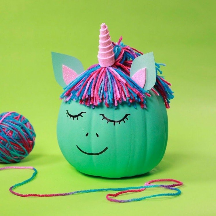 jednorožec šablóna tekvice motív pletacia priadza roh plsť urobte si ružovo purpurovú mätu