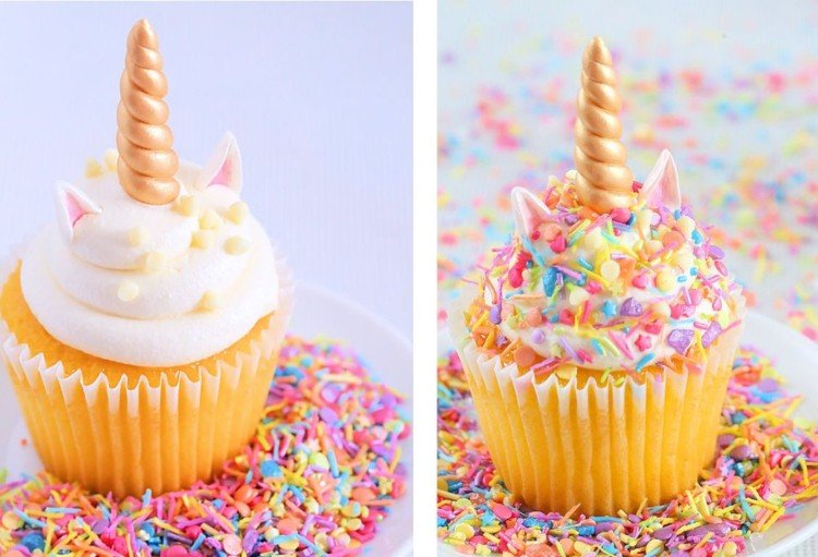 jednorožec muffiny cukor perly posype hviezdičky ozdoba