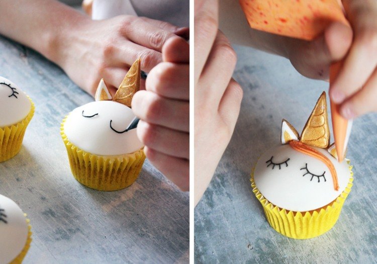 jednorožecké muffiny oči namaľujú potravinársku farbu