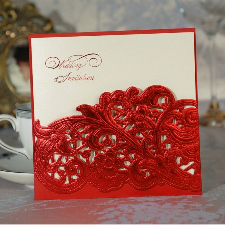 farebné motívy musia byť zladené s návrhom svadby pozvánka-na-svadbu-červenú-tlač-laserom-rezaný-papier-kartón