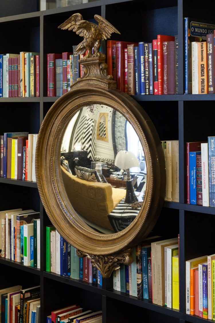 nastaviť-čierna-biela-deko-vinobranie-zrkadlo-okrúhle