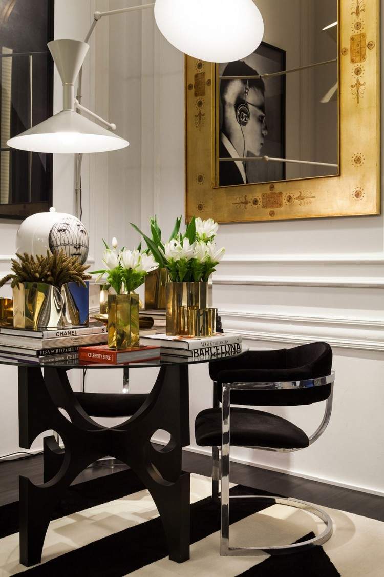 nastaviť-vázy čierno-biele-zlaté-zrkadlové-rámové