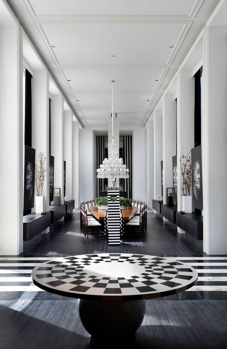 zostava-čierno-biely-jedálenský kút-leng-diamantový tvar-jedálenský stôl