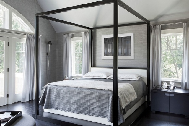 Nádherná spálňa-steny-neutrálna-štýlová posteľ s baldachýnom