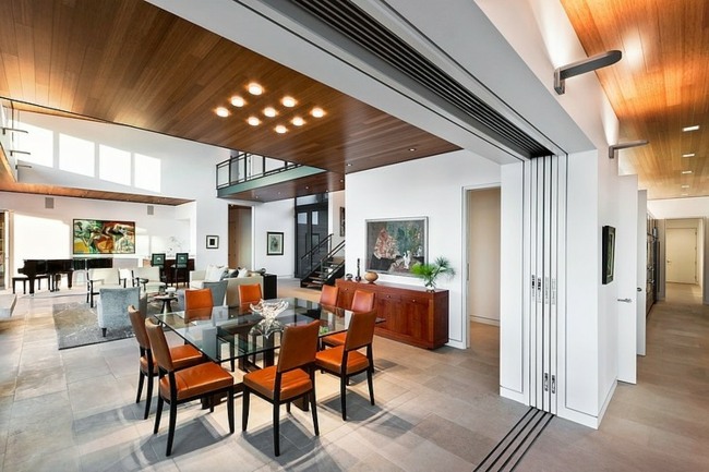 Sklenené stolné kožené jedálenské stoličky stropné svetlá