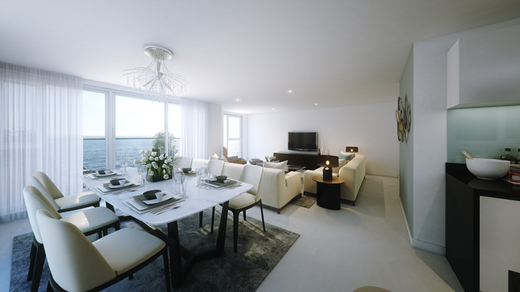 vybavenie jedálne stoličky koberec sivá kuchyňa obývačka stôl