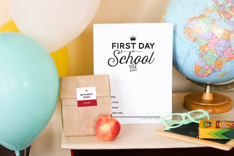 zápis do školy osláviť dekoráciu balónikov nápady na darčeky späť do školy