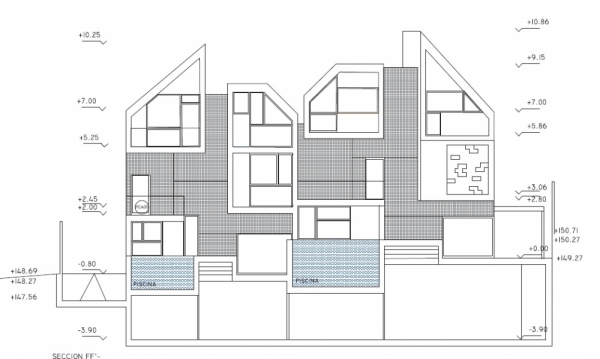 dvojdom, asymetrická fasáda, bočný pôdorys dvojdom s asymetrickou fasádou, bočný pôdorys