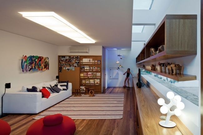 dom plochá strecha brazília interiérový dizajn drevená podlaha dom plochá strecha sao paolo interiérový dizajn drevená podlaha