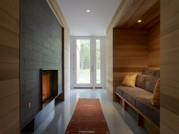 Zapustená krbová lavica moderný dom USA Vstavaná krbová lavica-moderný dom-USA