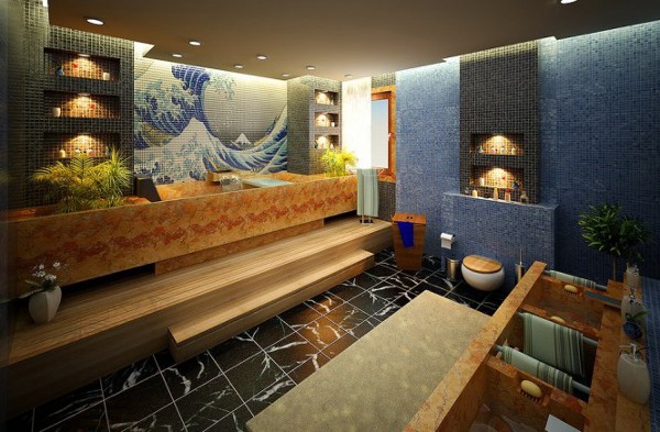 3D vizualizácie kúpeľne Japonské mozaiky Semsa Bilge 3D vizualizácie kúpeľne Semsa Bilge mozaikové dlaždice japonského vkusu