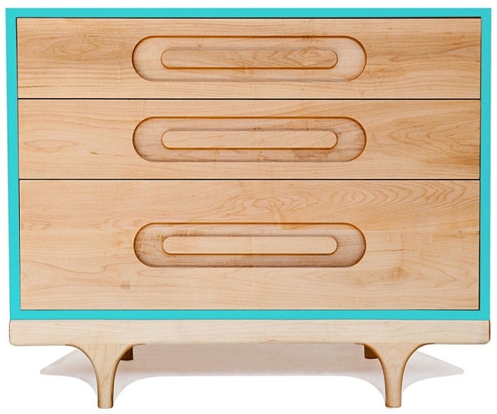 detská izba-nábytok-komoda-drevo-kontúra-tyrkysová