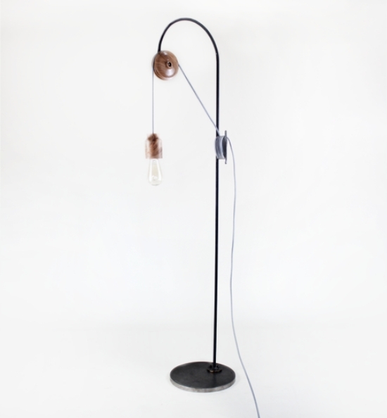 Dizajnové svetlo kladky podlahovej žiarovky sa riadi princípom kladky