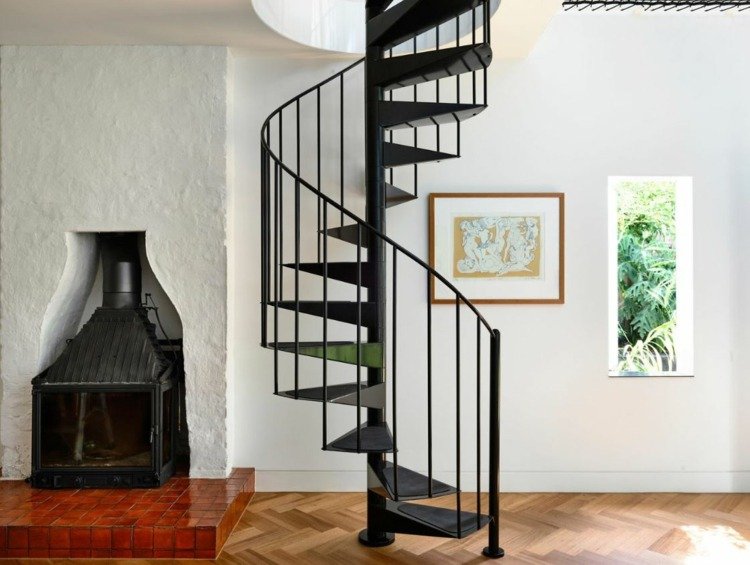 krb točité schodisko parketová podlaha fasáda z vlnitého plechu rodinný dom rodinný dom v melbourne