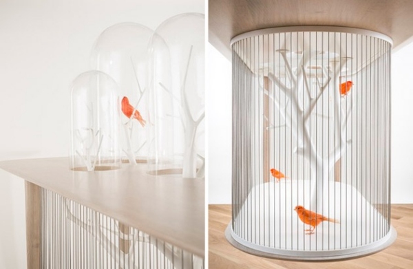 dvojfunkčná dizajnérska stolová klietka archibird dvojfunkčný dizajnový stôl archibird s klietkou pre vtáky